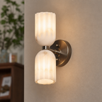 Fluted Stone Dual-Shade Alabaster Wall Light for Bedroom and Hallway