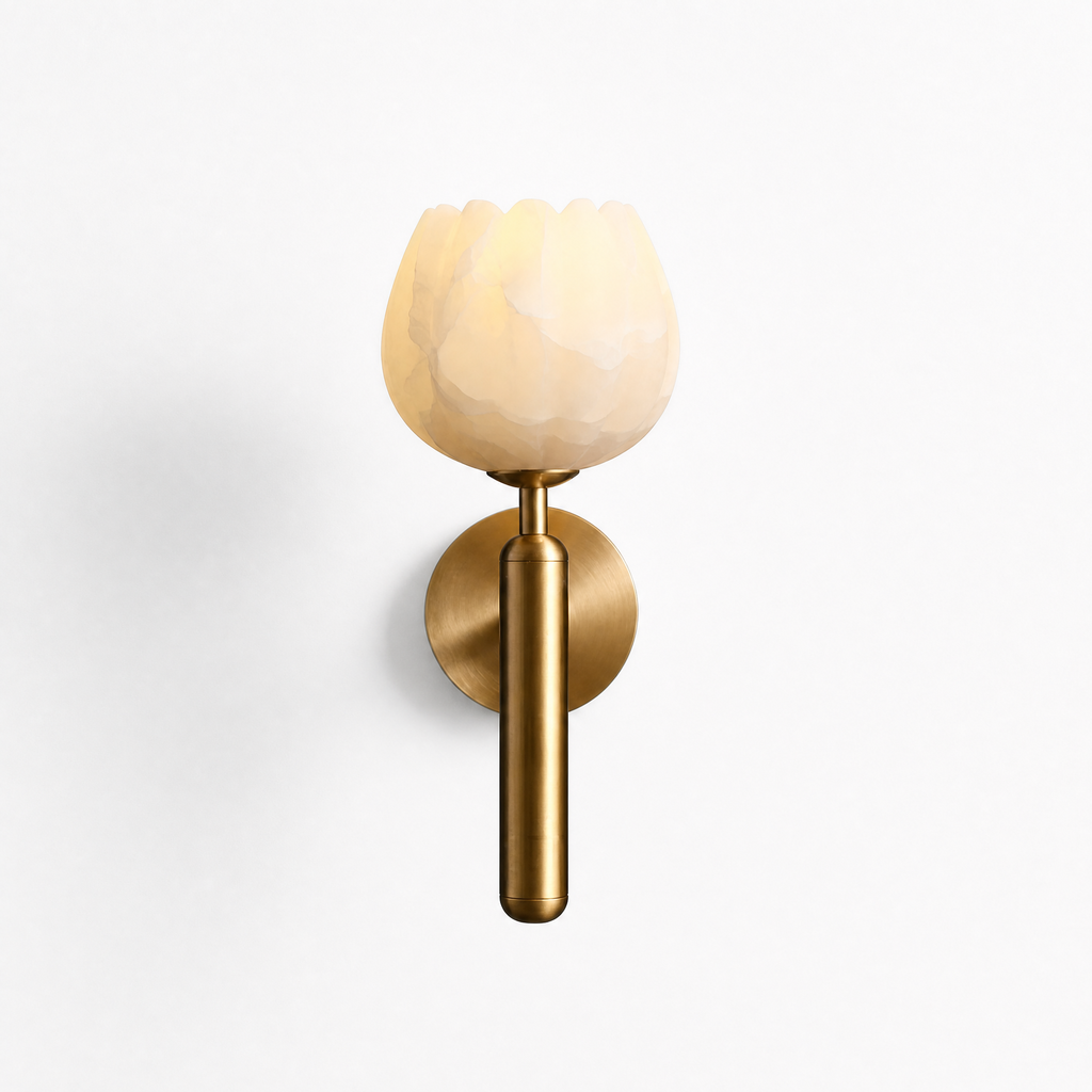 Modern Tulip-Shaped Stone Alabaster Wall Light for Bedrooms