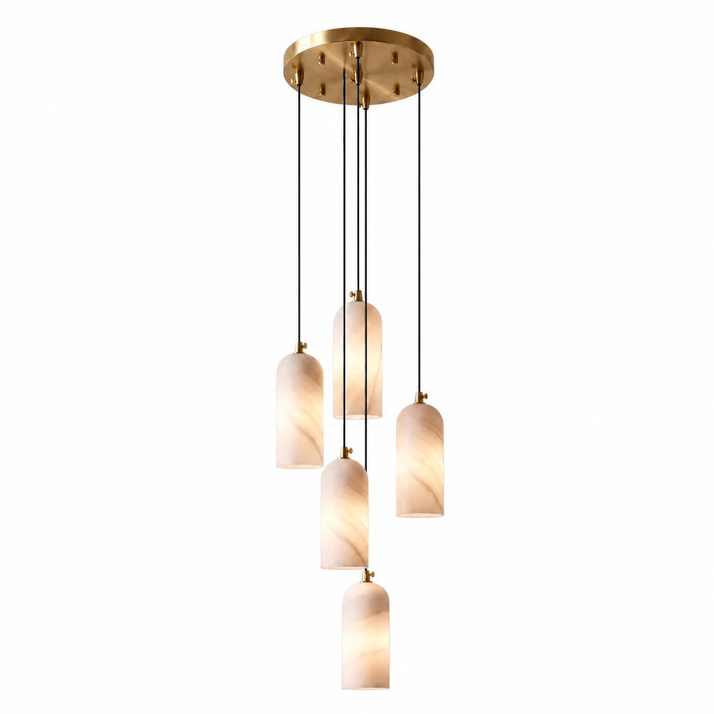 Modern Cylindrical Alabaster Pendant Light for Dining Rooms