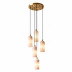 Modern Cylindrical Alabaster Pendant Light for Dining Rooms