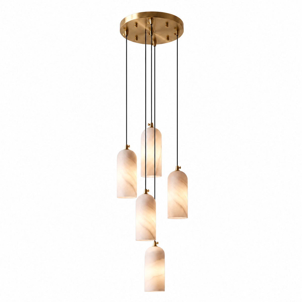 Modern Cylindrical Alabaster Pendant Light for Dining Rooms