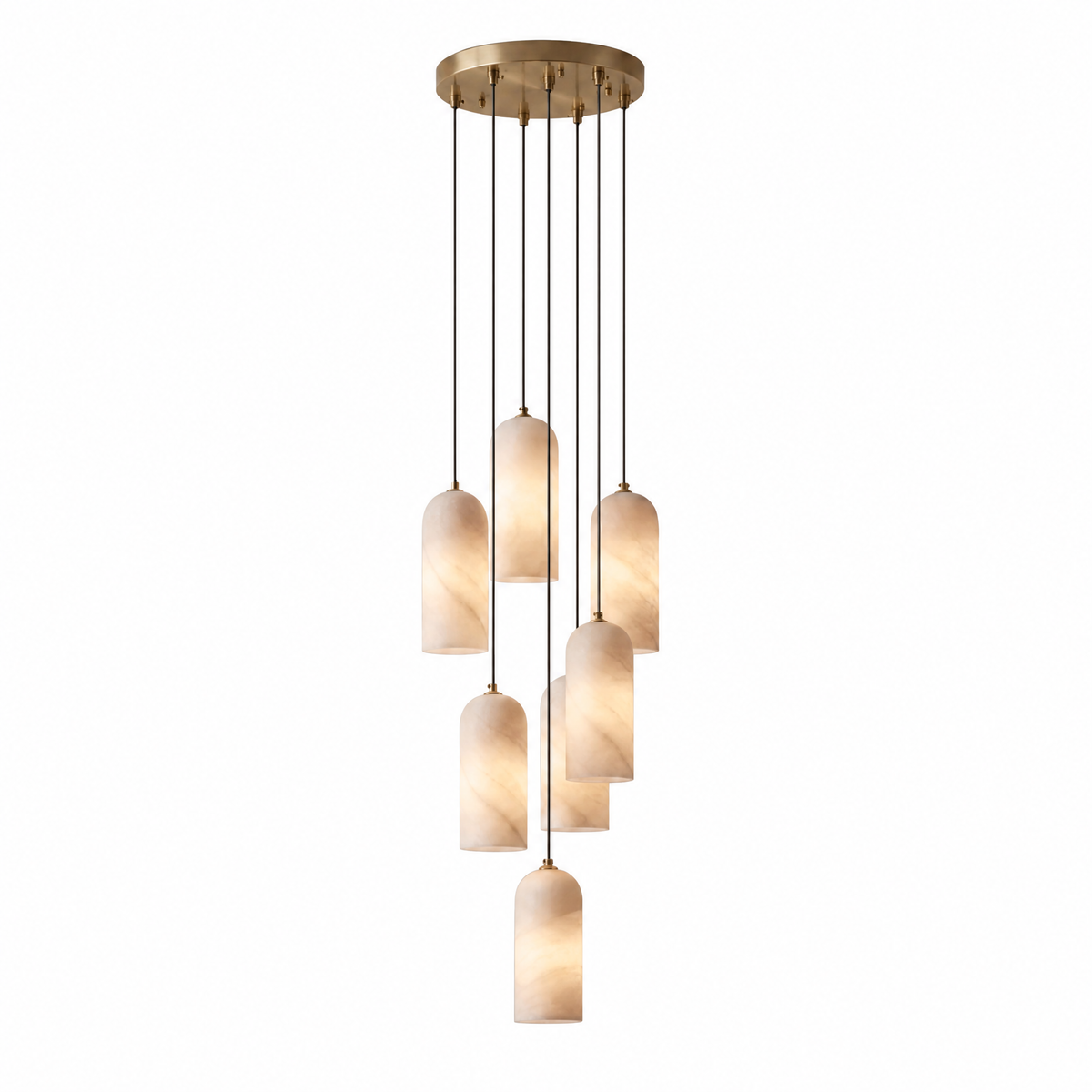 Modern Cylindrical Alabaster Pendant Light for Dining Rooms