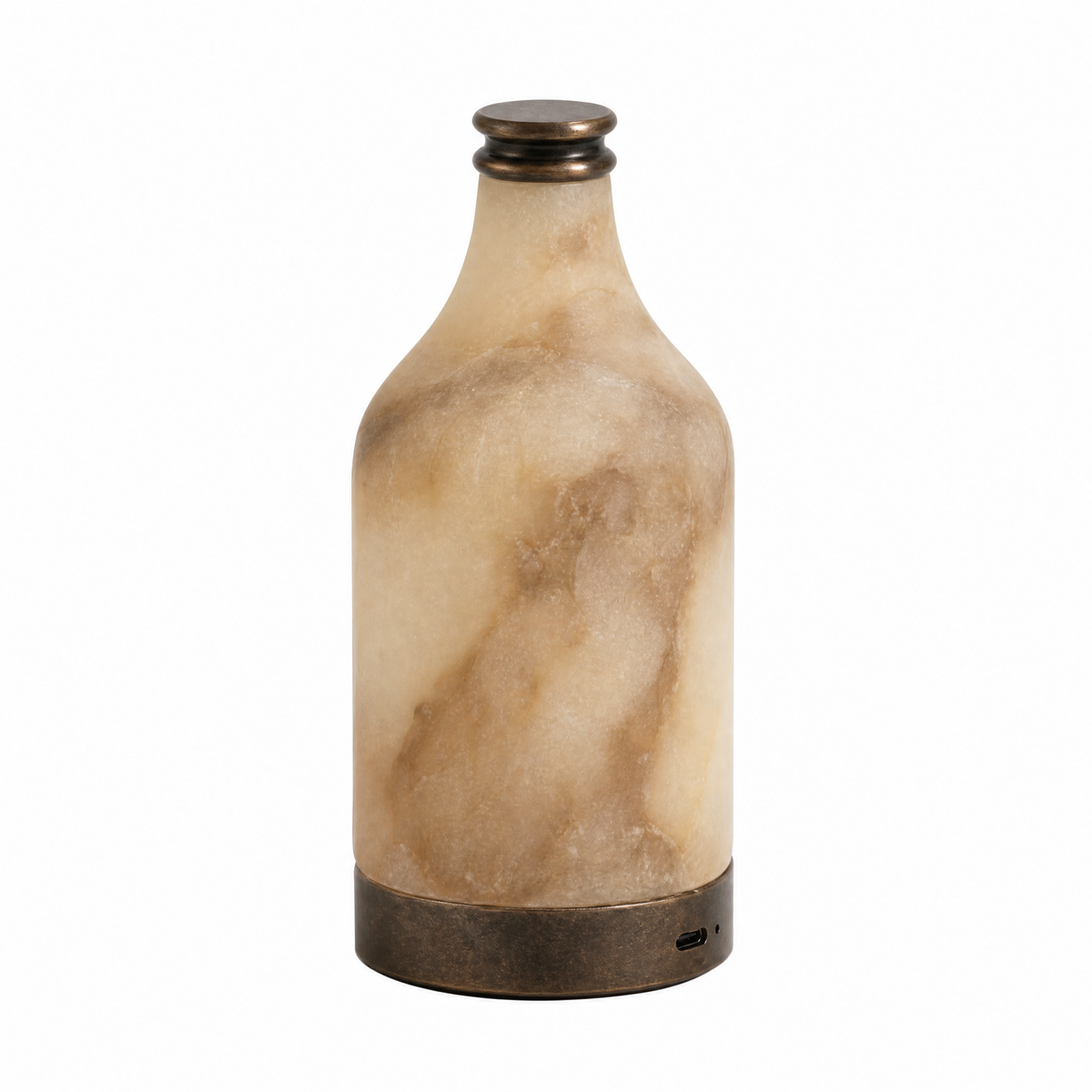 Modern Bottle‑Shaped Natural Alabaster Portable Table Lamp
