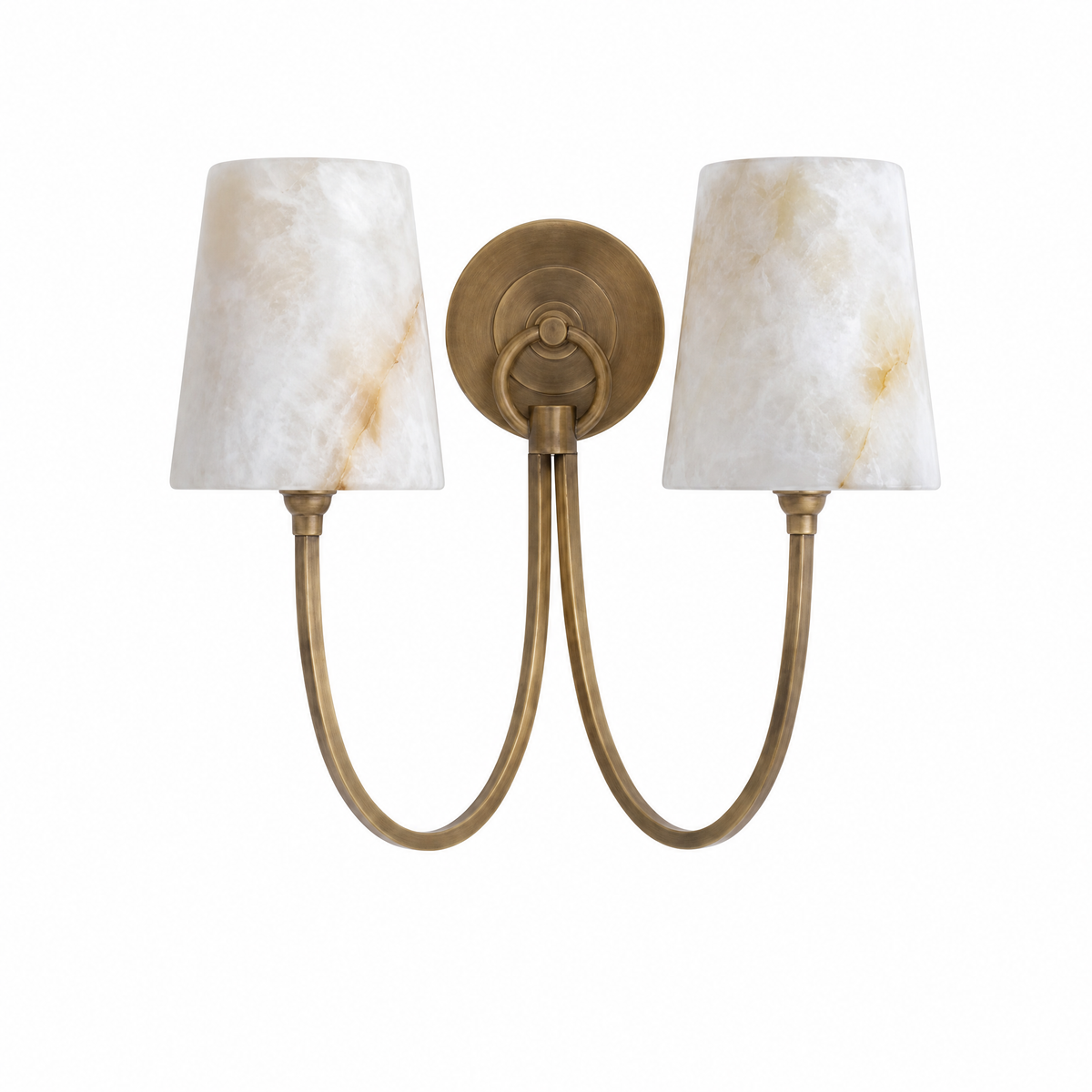 Curved Swan Arm Tapered Alabaster Sconce for Bedrooms
