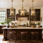 Antique Brass Pendant Light with Solder Glass