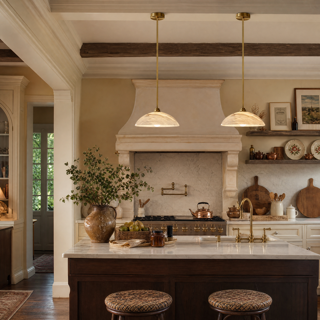 Sculptural Dome Alabaster Pendant Light for Kitchen Islands