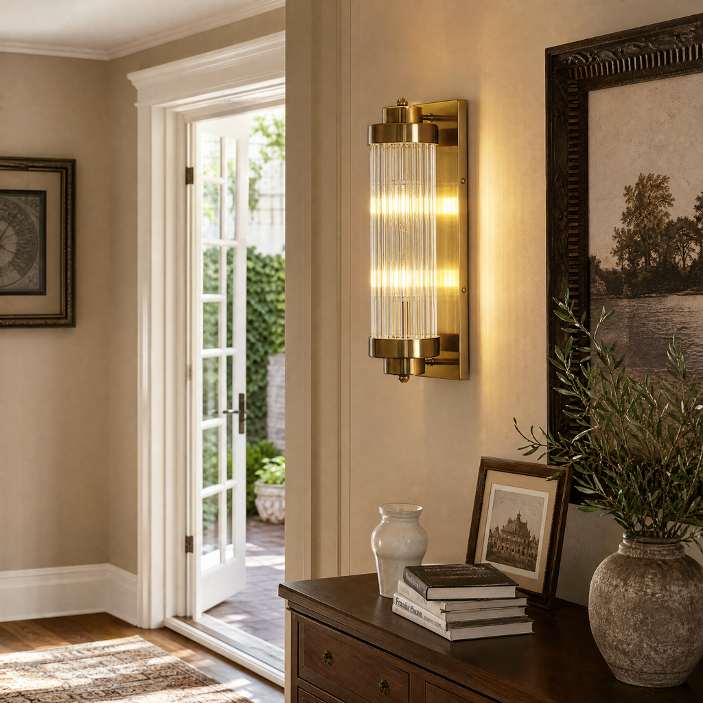Modern Vertical Fluted Crystal LED Wall Sconce