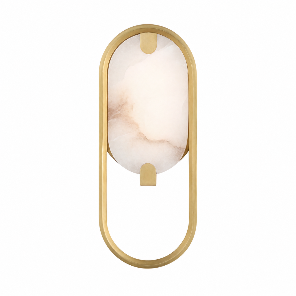 Modern Oval Alabaster LED Wall Sconce for Bedside Accent Lighting