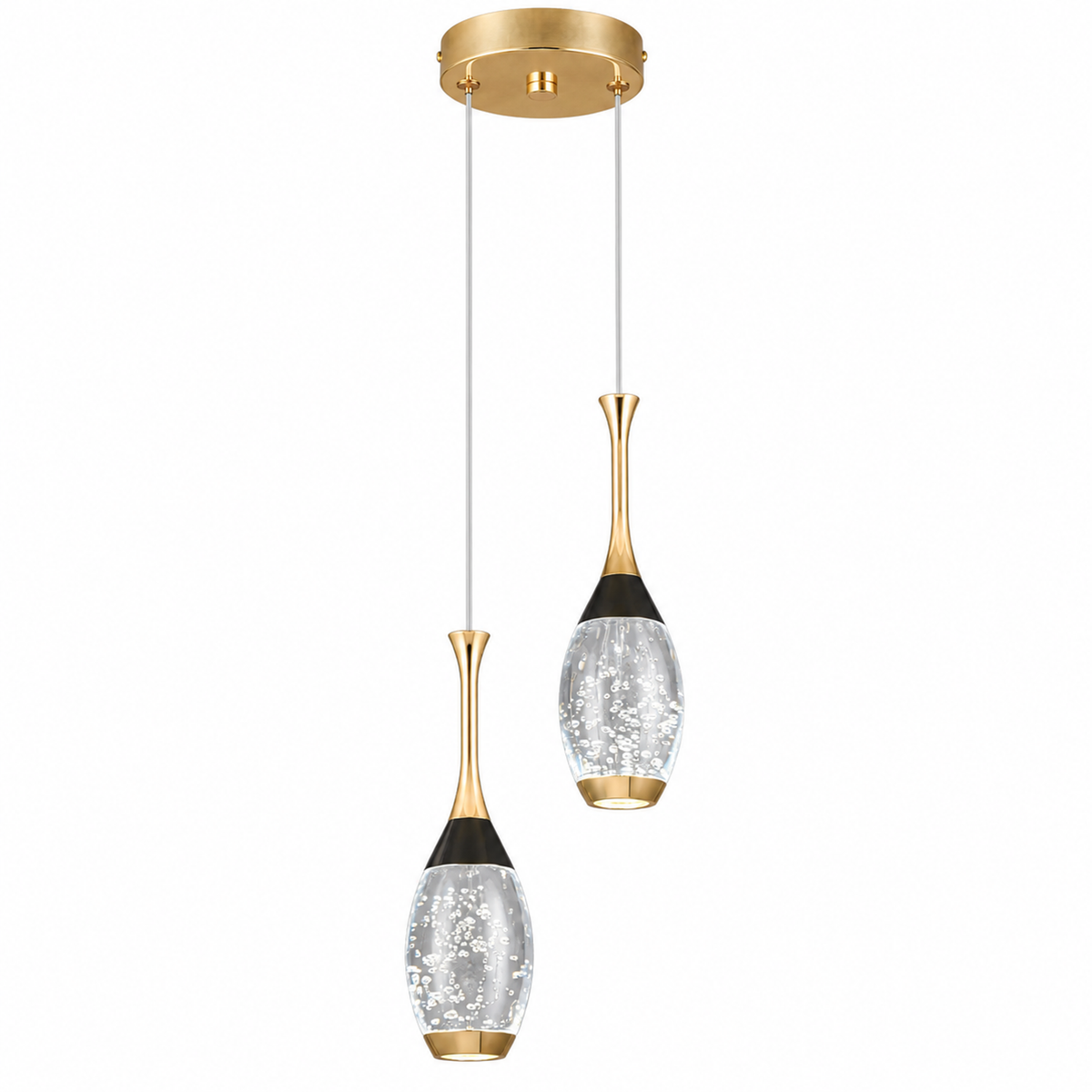 Mini Teardrop LED Black Gold Crystal Pendant Light