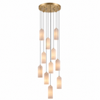 Modern Cylindrical Alabaster Pendant Light for Dining Rooms