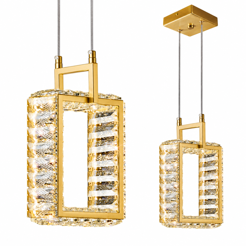 Modern Luxury LED Crystal Geometric Pendant Light
