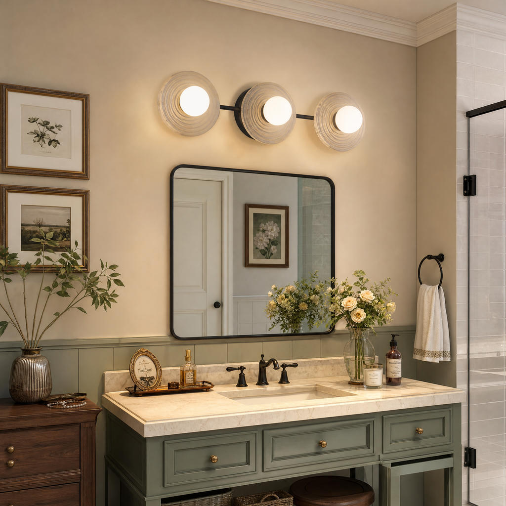 Ribbed Round Disc Sculptural Alabaster LED Wall Sconce for Hallway