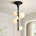 Milky White Glass Globe Trumpet Shape Semi Flush Mount Ceiling Light