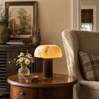 Mushroom-Shaped Sculptural Alabaster LED Table Lamp for Bedroom