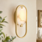 Modern Oval Alabaster LED Wall Sconce for Bedside Accent Lighting