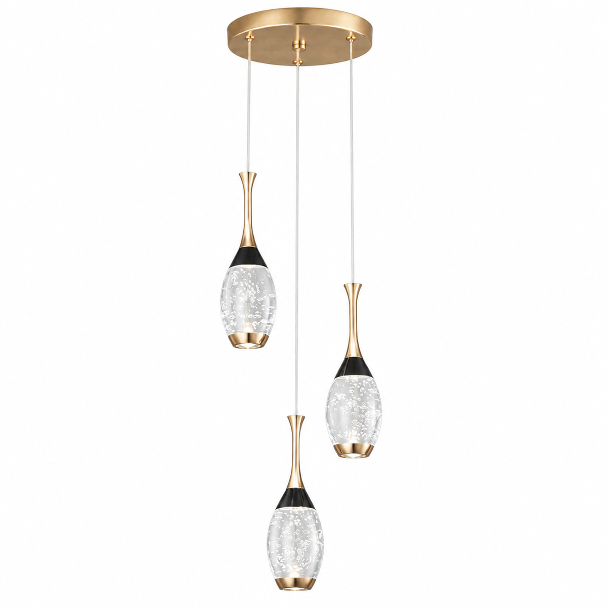 Mini Teardrop LED Black Gold Crystal Pendant Light