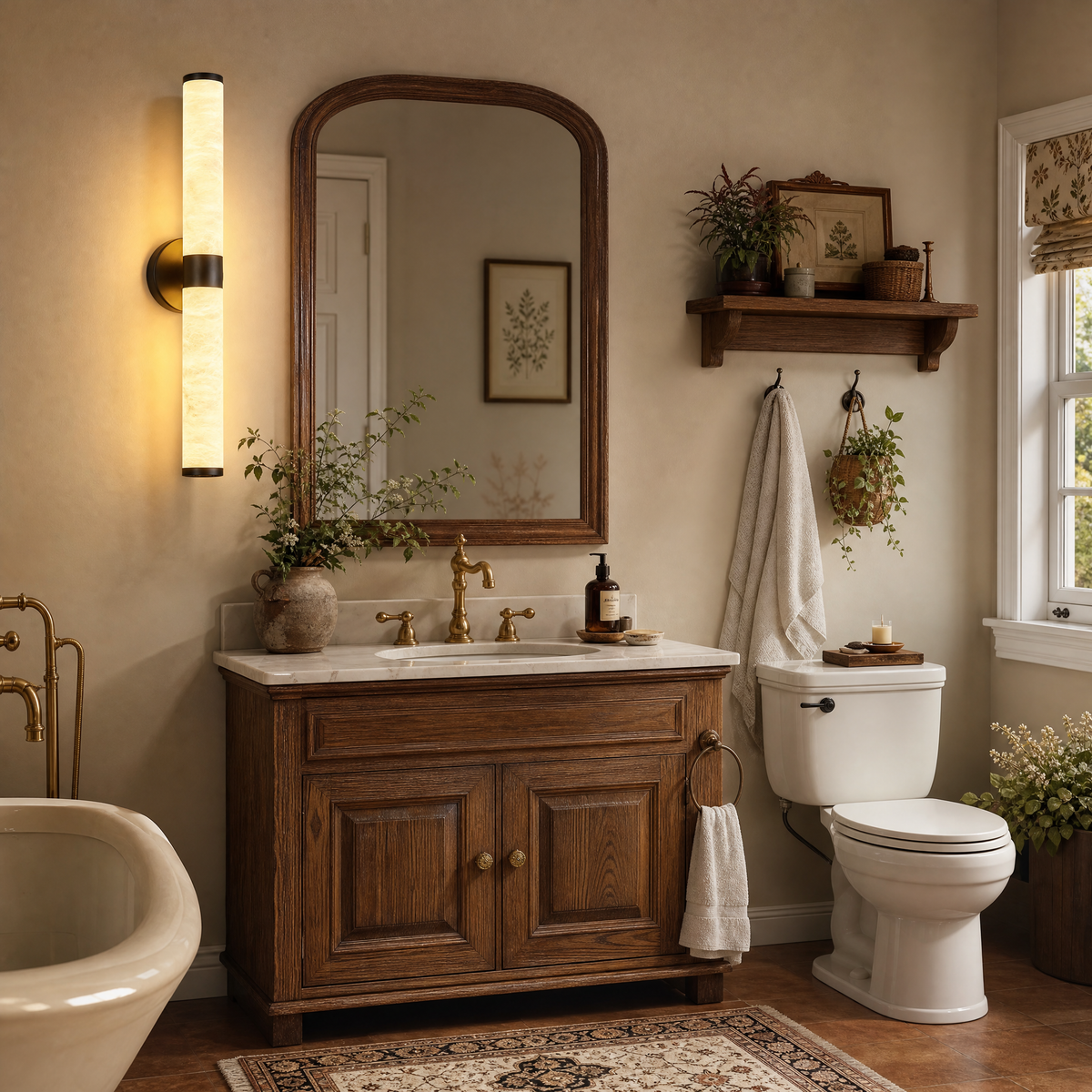 Minimalist Natural Stone Alabaster LED Wall Sconces for Bathrooms