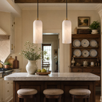 Modern Cylindrical Alabaster Pendant Light for Dining Rooms