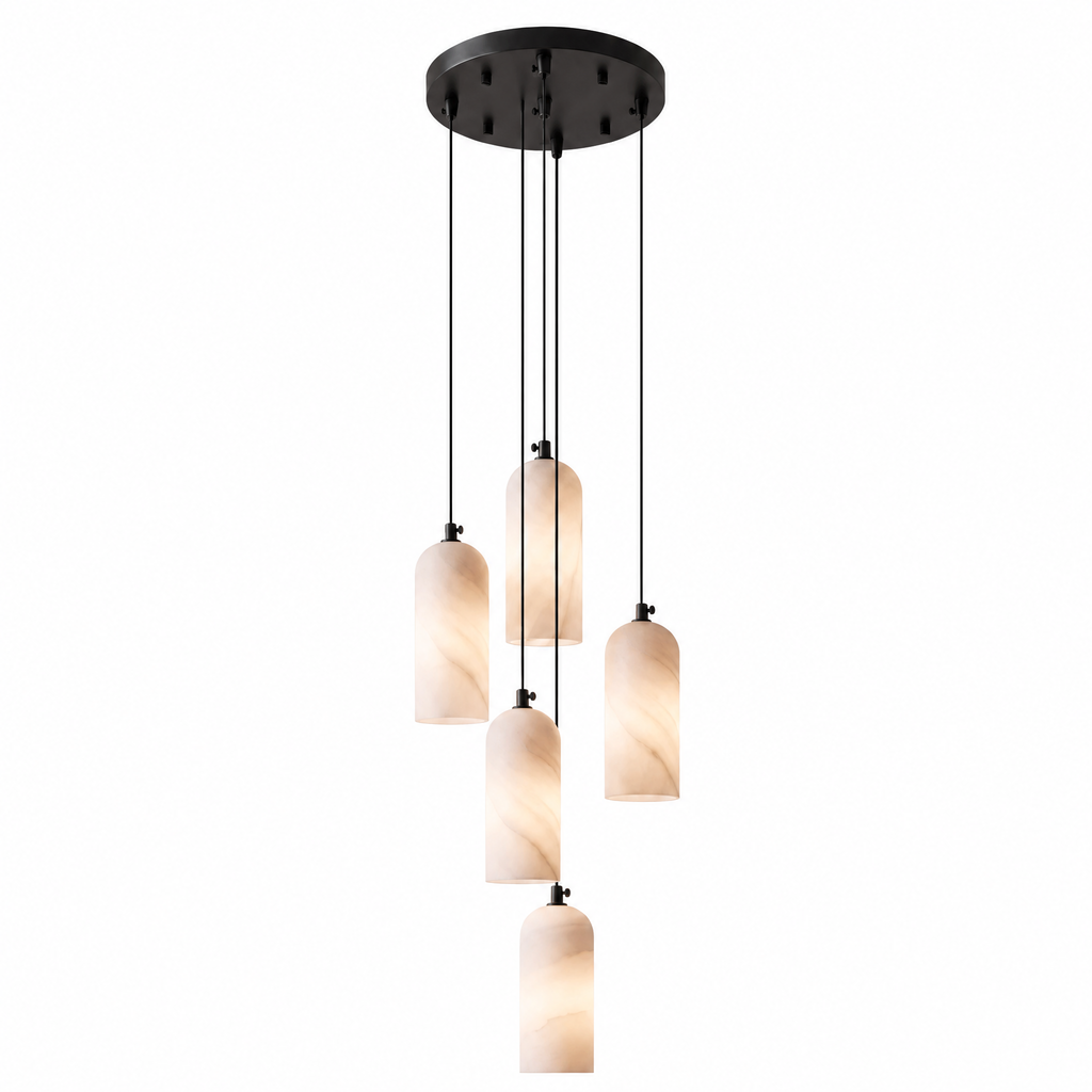 Modern Cylindrical Alabaster Pendant Light for Dining Rooms