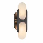 Sculptural Oval Alabaster Wall Sconce with H-Shaped Bracket