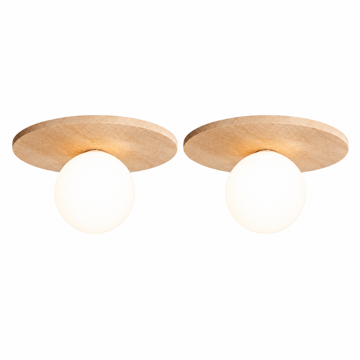 Modern Flat Disc Travertine Flush Mount Ceiling Light