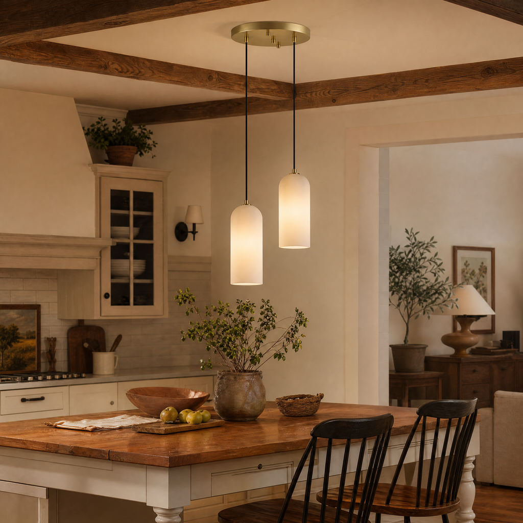Modern Cylindrical Alabaster Pendant Light for Dining Rooms