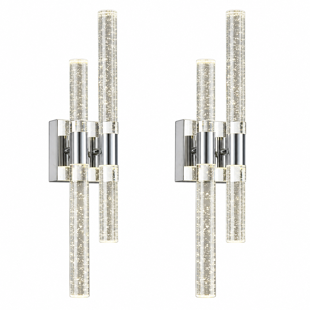Contemporary Luxury Asymmetric Dual Bubble Crystal Tube LED Wall Sconce