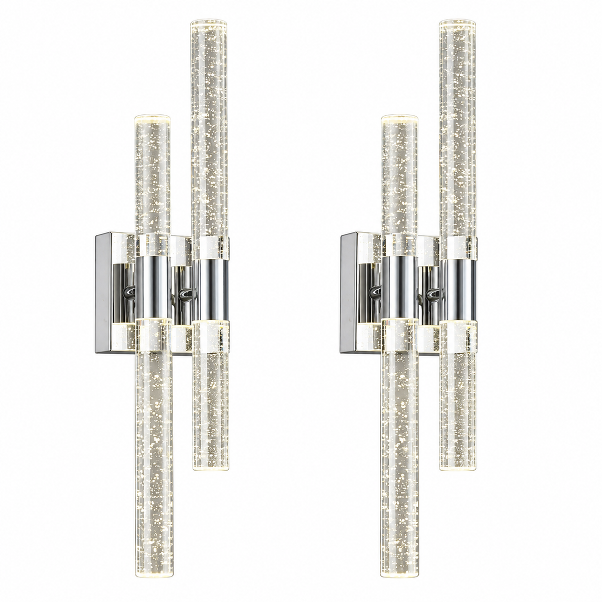 Contemporary Luxury Asymmetric Dual Bubble Crystal Tube LED Wall Sconce