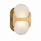 Sculptural Oval Alabaster Wall Sconce with H-Shaped Bracket