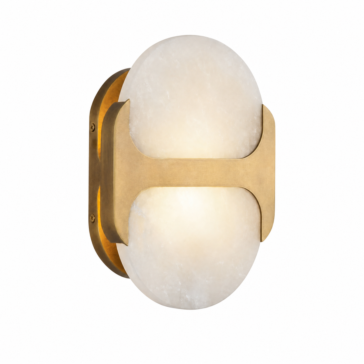Sculptural Oval Alabaster Wall Sconce with H-Shaped Bracket
