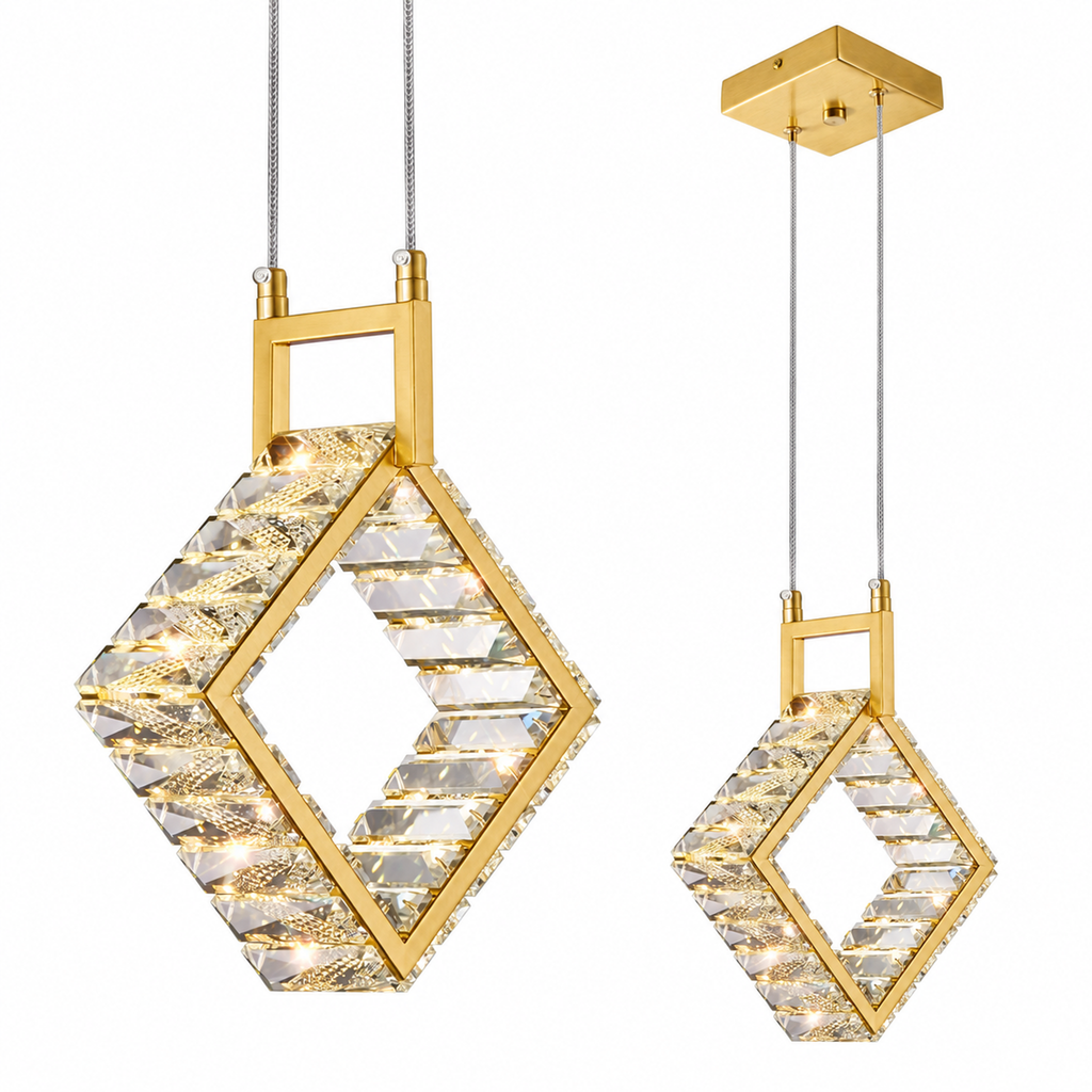 Modern Luxury LED Crystal Geometric Pendant Light