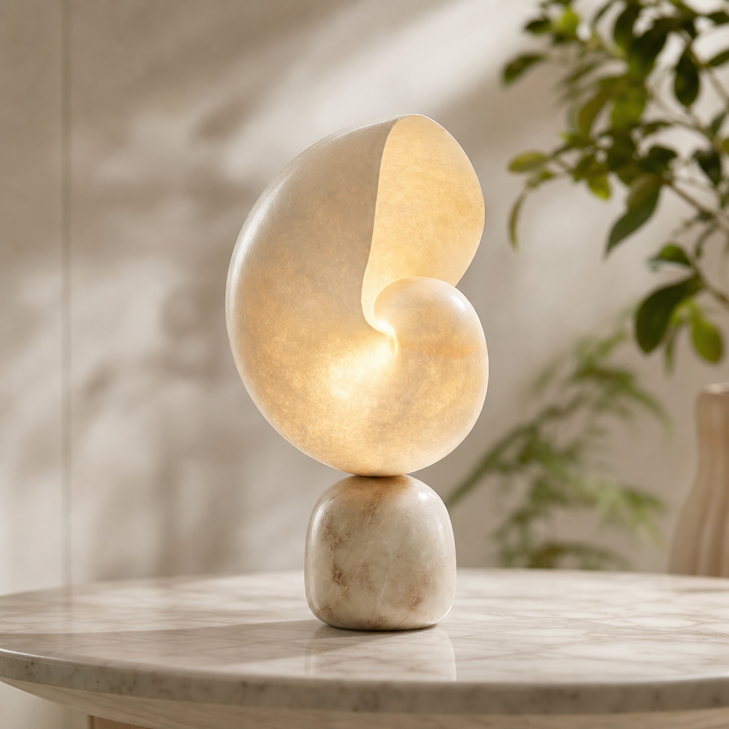 Nautilus Spiral Alabaster Table Lamp for Modern Interiors