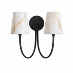 Curved Swan Arm Tapered Alabaster Sconce for Bedrooms