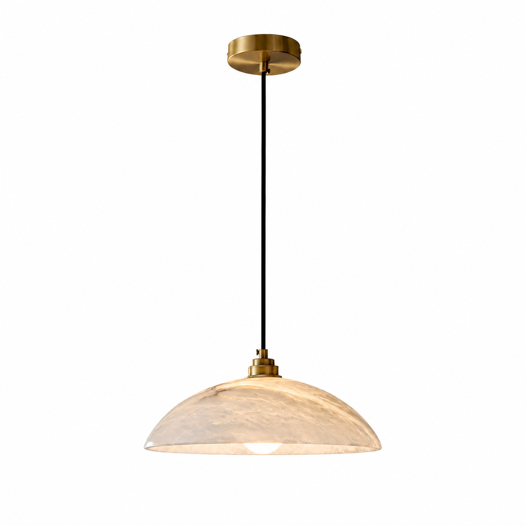 Sculptural Dome Alabaster Pendant Light for Kitchen Islands