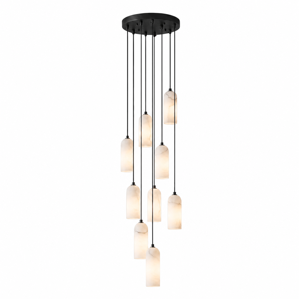 Modern Cylindrical Alabaster Pendant Light for Dining Rooms