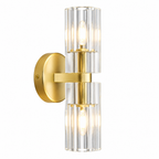 Modern Luxury Vertical Double Cylinder Fluted Crystal Wall Sconce