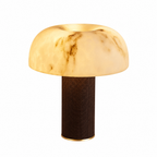 Mushroom-Shaped Sculptural Alabaster LED Table Lamp for Bedroom