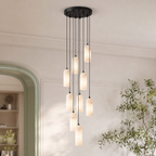 Modern Cylindrical Alabaster Pendant Light for Dining Rooms