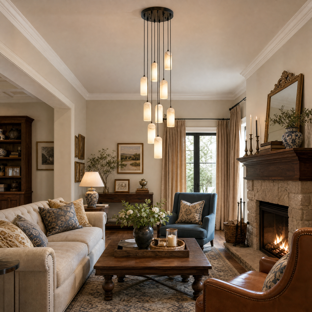 Modern Cylindrical Alabaster Pendant Light for Dining Rooms