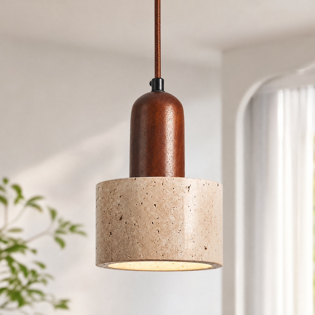 Nordic Natural Travertine Cylinder Pendant Light