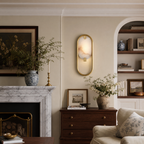 Modern Oval Alabaster LED Wall Sconce for Bedside Accent Lighting