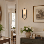 Modern Oval Alabaster LED Wall Sconce for Bedside Accent Lighting