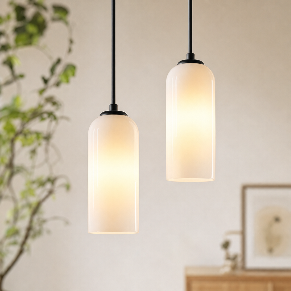 Modern Cylindrical Alabaster Pendant Light for Dining Rooms