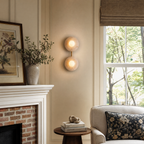 Ribbed Round Disc Sculptural Alabaster LED Wall Sconce for Hallway