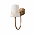 Curved Swan Arm Tapered Alabaster Sconce for Bedrooms