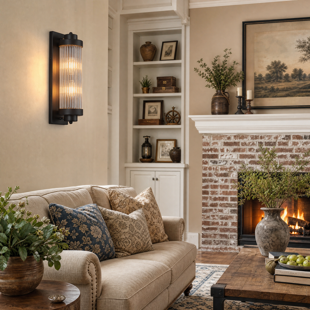 Modern Vertical Fluted Crystal LED Wall Sconce