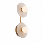 Ribbed Round Disc Sculptural Alabaster LED Wall Sconce for Hallway