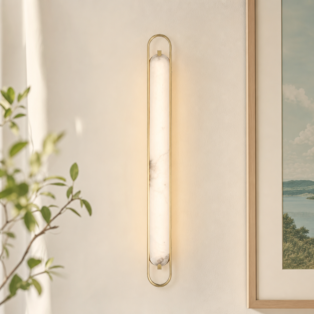 Modern Oval Alabaster LED Wall Sconce for Bedside Accent Lighting