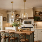 Farmhouse Clear Hammered Glass Pendant Light
