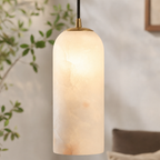 Modern Cylindrical Alabaster Pendant Light for Dining Rooms